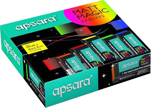 Apsara Matt Magic Jumbo Eraser Non-Toxic Multicolor Dust-Free Erasing for School & Office Use
