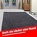 Produktbild TeppichWorld Teppich Wohnzimmer Schlafzimmer Kinderzimmer Kurzflor auch als Läufer für Flur oder rund Esszimmer Jugendzimmer Arbeitszimmer Küche modern grau (80 x 250 cm)