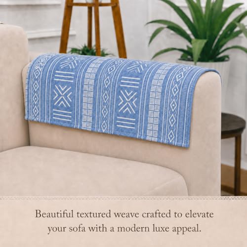 Image of STITCHNEST 'Verdant Bohemian Stories' Sofa Armrest Cover | Elegant Jacquard Fabric, Washable & Durable for Modern Living (18 x 22 Inches)