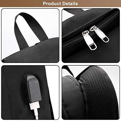 15.6 inch Laptop Backpack for Men, Large Capacity Lightweight Casual Daypacks Oxford Cloth Bookbag with USB Charging Port3