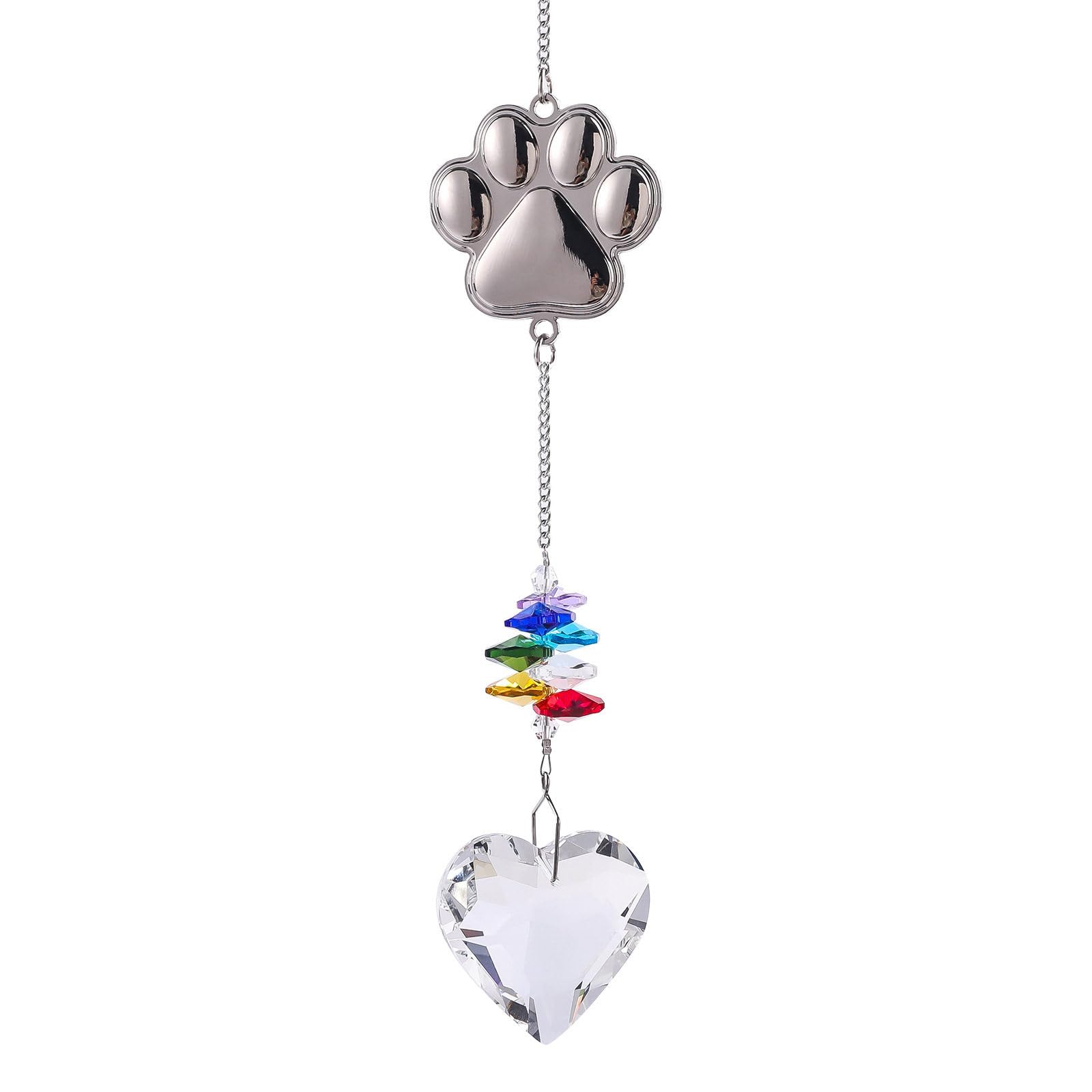 Xjdzineq Pet Memorial Suncatchers Crystal Keepsakes Metal Cats Dog Paws Hanging Ornament Remembrances Pet Lover Dog Memorial Cats Paw
