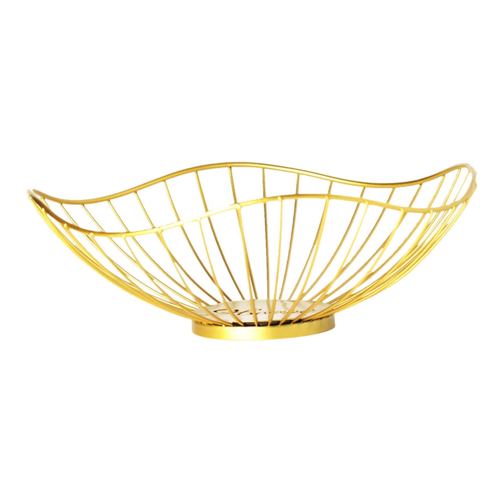 Metal Wire Fruit Basket Dessert Rack Snack Bread Bowl Home Kitchen Gold-picture-31