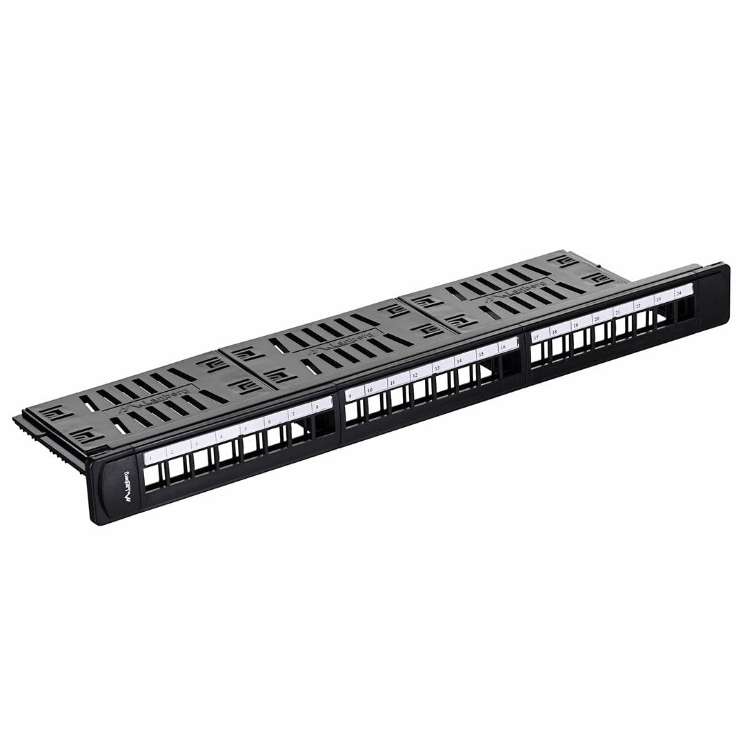 LANBERG KEYSTONE PATCH PANEL 19'' WITH ORGANIZER, 24 PORT 1U, BLACK