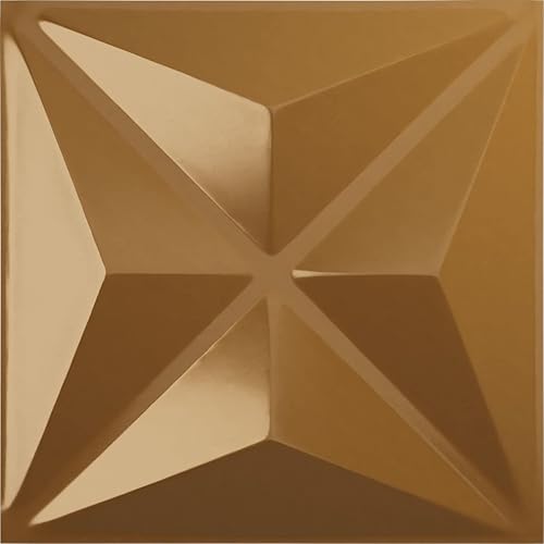 Ekena Millwork Kent EnduraWall Panel decorativo de pared 3D de 11 78 pulgadas de ancho x 11 78 pulgadas de alto, dorado vintage (cubre 0.98 pies