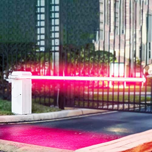 Parking Barrier Arm with LED Complete Kit 12ft 2 pieces X 6 ft Aluminum Round Replacement Arm for Gate Operator (With Red/Silver Stripes) DOT-C2 Reflective Safety Tape