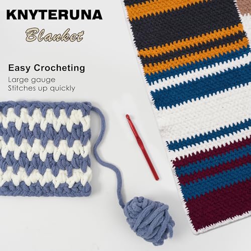 Image of #6 Super Bulky Blanket Yarn for Crocheting - 4 Skeins(Each 10.5oz /300g, 220yds /201m), Chunky Chenille Thick Plush Big Soft Yarn for Crocheting Knitting Blankets, Blue Gray