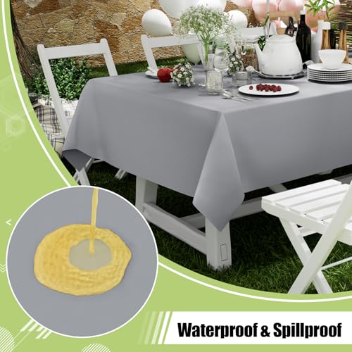 Image of Smiry Disposable Table Cloth 3 Pack, 54 x 108 Inch Waterproof Plastic Tablecloth, Decorative Rectangle Table Covers for Party, Birthday, Picnic, Grey