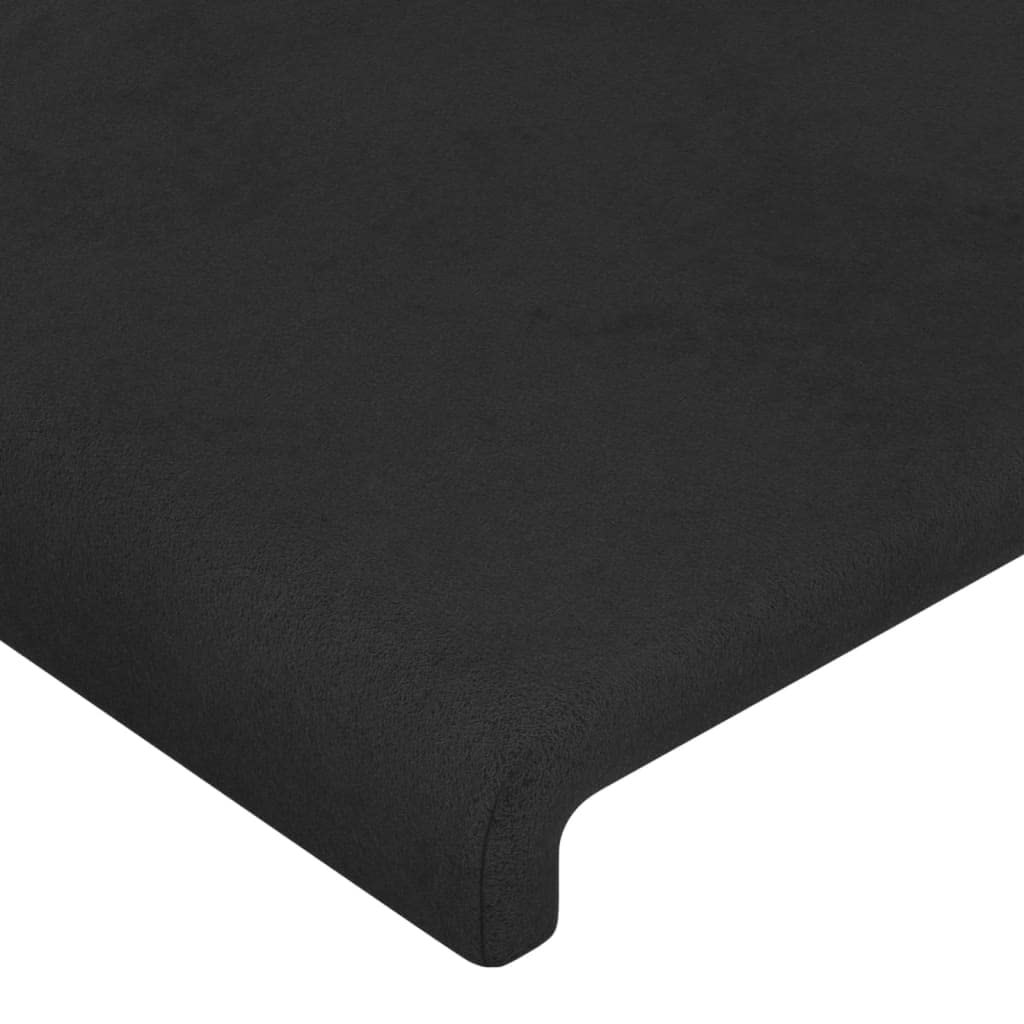 Czarny zagłówek z uszami, 183 x 23 x 78/88 cm, aksamitnie wyściełany, regulowany, do łóżek Queen Size i King Size, stabilna rama drewniana