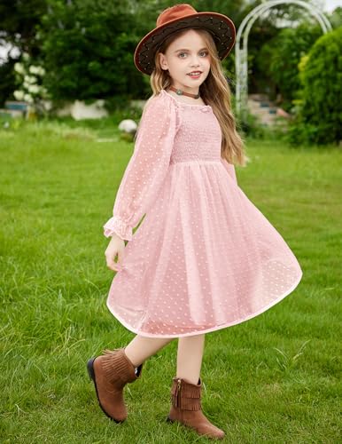 Image of Arshiner Girl Tulle Dress Winter Long Sleeve Teen Girls Party Casual Dresses 5-14Y