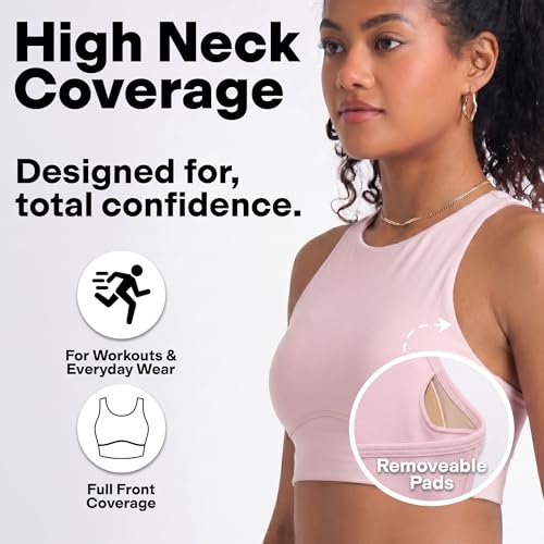 Image of POPSUGAR Sports Bras for Women - Y Back, High Neck, Strappy & Long Line Padded Racerback Bra Workout Yoga Top Racer Back Bra