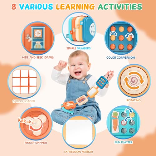 Image of Busy Board for 1 Year Old, Travel Toys for Toddler 1-3 on Plane Car, Montessori Busy Board Busy Cube, Toys for 1 Year Old Boy Girl, Stocking Stuffers for Toddler (Blue)