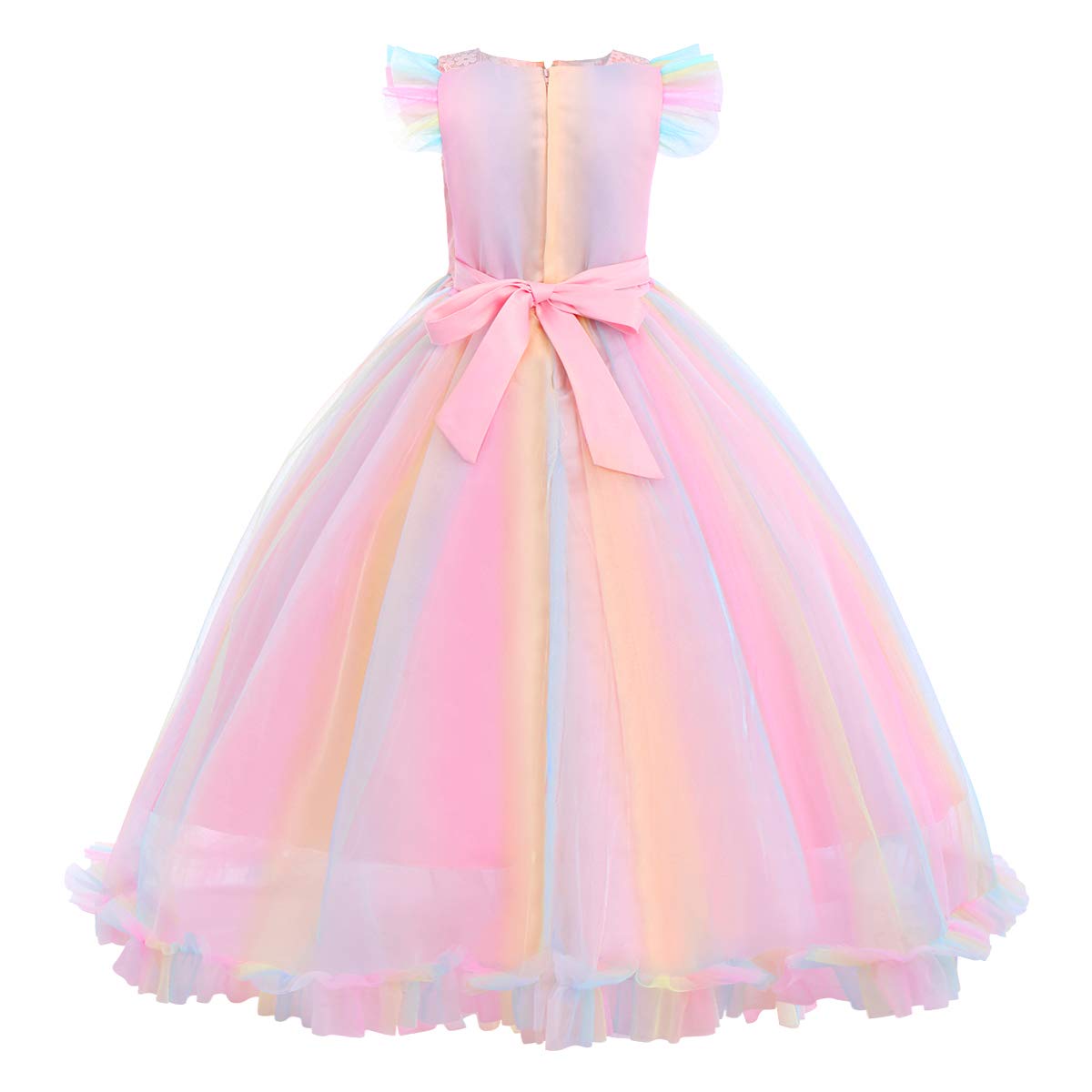 Blumensmädchenkleid Prinzessin Festliches Kinder Mädchen Blumenspitze Kleid Festzug Kleider Hochzeit Ballkleid Brautjungfern Kleidung Tüll Cocktailkleid Elegant Langes Abendkleid Kommunion PartyKleid