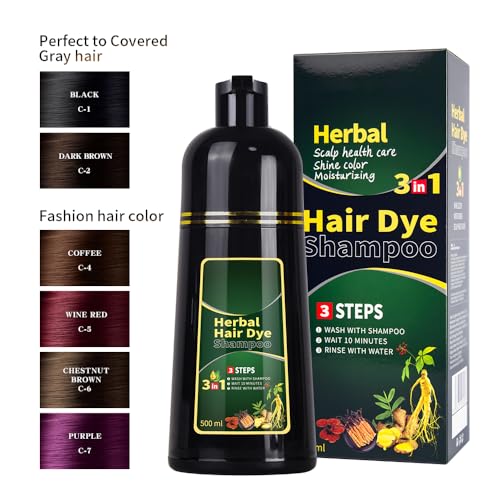 Black Hair Dye Shampoo 3 in 1 Herbal Natural Dye Cover Gray miniatura 7