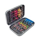 Kit de moscas de pesca con mosca, señuelos de pesca con mosca, caja de pesca con mosca, kit surtido de moscas para pesca con mosca, moscas secas, moscas húmedas (32)