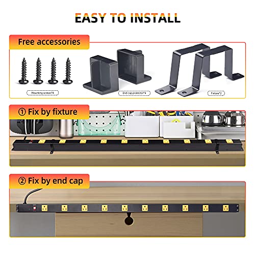Image of 10-Outlet Heavy Duty Power Strip Surge Protector Metal Long Extension Cord 6-Foot, Black(1000J)