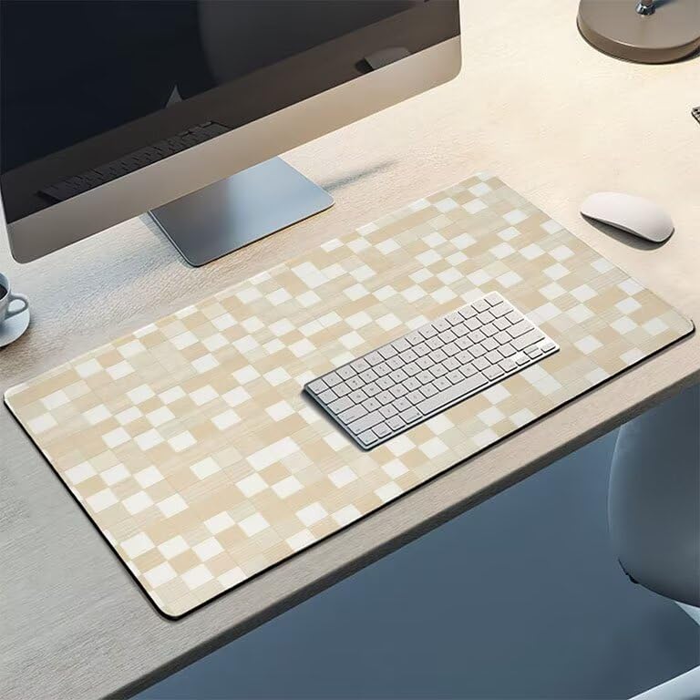 Alfombrilla de Ratón 1600 x 800 x 3mm Alfombrilla de Ratón Gaming Extendida de Gran Tamaño con Bordes Cosidos, Base de Goma Antideslizante y Almohadilla para Teclado, Celosía Moderna Mouse Pad p-363