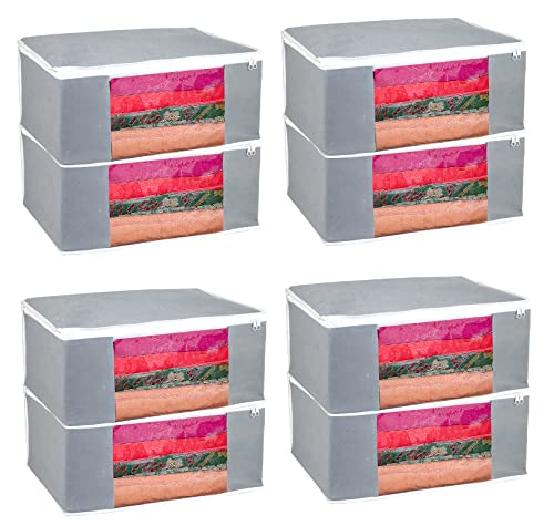 Image of AI ANKIT INTERNATIONAL Saree Cover Bag /Solid Grey Clothes Storage Bag /Saree Covers For Storage /Pack of 8