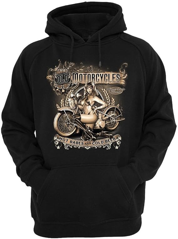 Motorcycle Hot Babes Cold Beer Hoodie Biker Dad Papa Grandpa Hoodie Sweatshirt