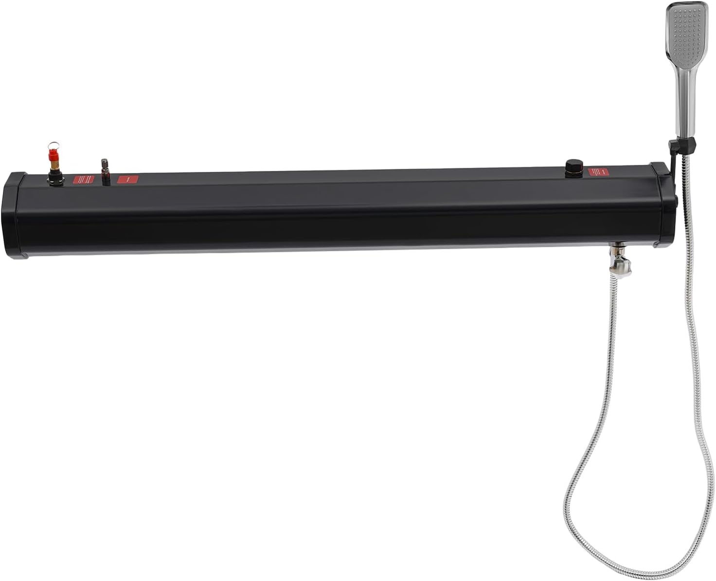 5.28 Gallon Self-Pressurized Water Tank 60℃/140℉ Water Tank for Camping with 5.58Ft Water Hose Roof Rack Mount Road Shower for Sedans RVs Trucks SUVs 7 x 5.7 x 44.4in