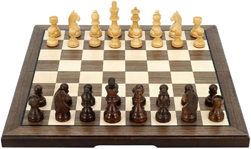Miniatura 1 de Yushifa Juego de ajedrez portátil de madera maciza hecha a mano, juego profesional plegable para regalos para niños y adultos (color color madera,