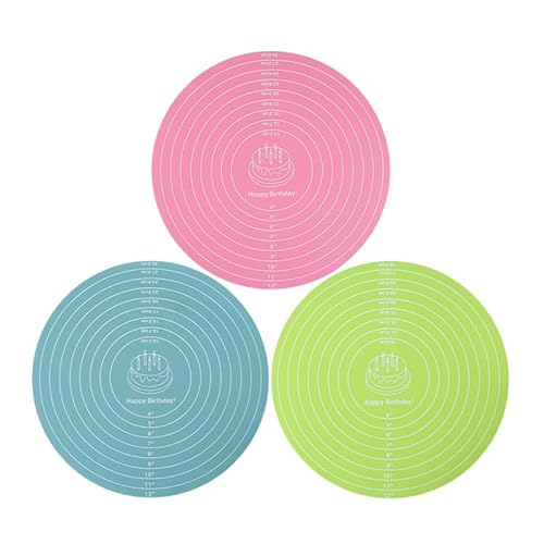 JOINPAYA Round Silicone Baking Mat with Measurements - Non-Slip Dough Rolling Mat for Cake Decorating 11.81X11.81 Inches