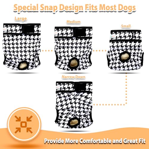 Image of Langsprit Washable Female Dog Diapers (3 Pack) - No Leak Reusable Diapers for Doggy Female in Period - Highly Absorbent Dog Heat Panties with Adjustable Snaps M