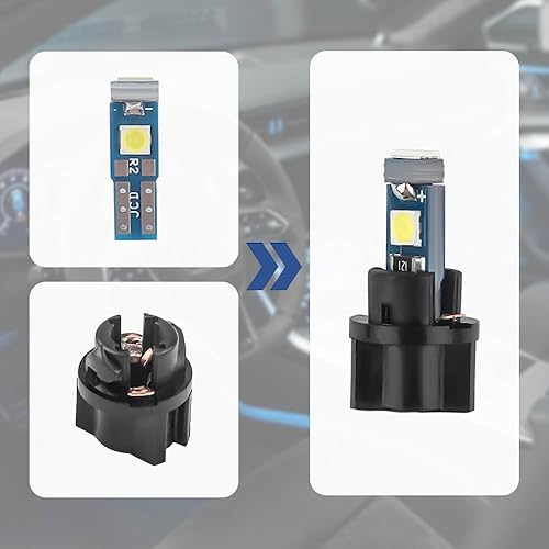 Miniatura 4 de 20 luces LED para tablero de automóvil, bombillas superbrillantes de racimo de instrumentos con bombillas LED T5 37 74 y enchufe de bloqueo