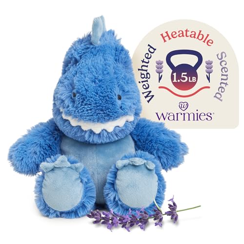 warmies Microwavable & Weighted Stuffed Animals, Trex - Heated Stuffed Animal Plushie for Warmth & Comfort - Cute Soft Plush Toys for Adults & Children (Boys, Girls, Babies & Toddlers)