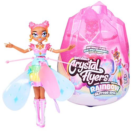 Hatchimals - Fée Volante -Pixies Crystal Flyers Rainbow Glitter Idol - Fée Volante Magique Qui S'illumine Et À Diriger avec La Main - Couleurs Arc-en-Ciel - Jouet Enfant 6 Ans Et +