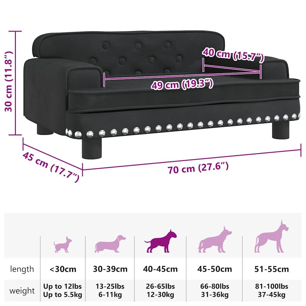 Cuccia per cani, 70 x 45 x 30 cm, in velluto con imbottitura in schiuma morbida e fondo antiscivolo, comoda e delicata sulle articolazioni, per cuccioli, anziani, letto per animali domestici