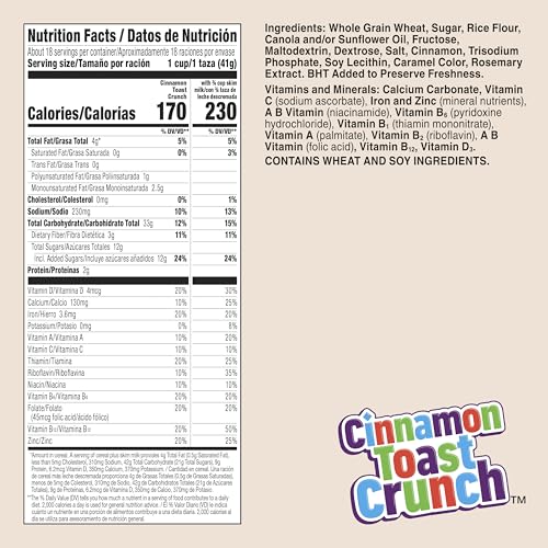 Image of Cinnamon Toast Crunch Breakfast Cereal, Crispy Cinnamon Cereal, Mega Size, 27 oz (Pack of 8)