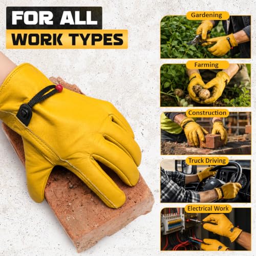 Cowhide Work Gloves Reinforced Palm
