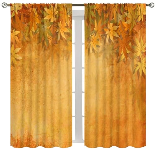ShiTingYu Fall Maple Leaves Kitchen Curtains Autumn Season Golden Thanksgiving
