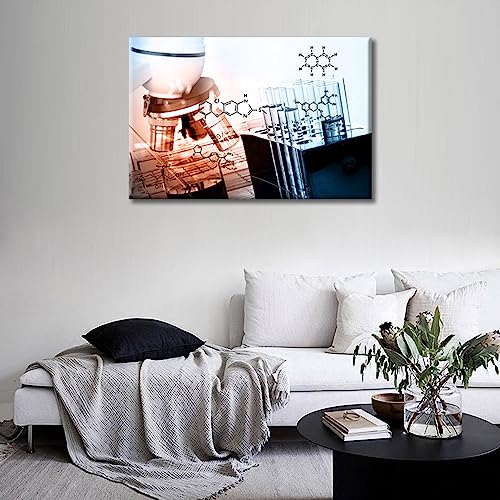 Image of TUMOVO 1 Pieces Wall Decor Microscope Medical Medical Examination Poster Canvas Paintings for Bedroom, Bathroom, Office. Young Scientist Print on Canvas Framed Ready to Hang (16 inch Wx24 H)