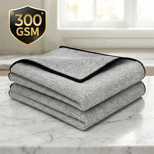 Image of Cutting EDGE 300 GSM Car Microfiber Cloth, 40x30 cm, Grey (Set of 2) | Material: Microfiber, 300 GSM, Ideal for Car, Bike, Glass & Dashboard Cleaning, Soft, Lint-Free & Scratch-Free