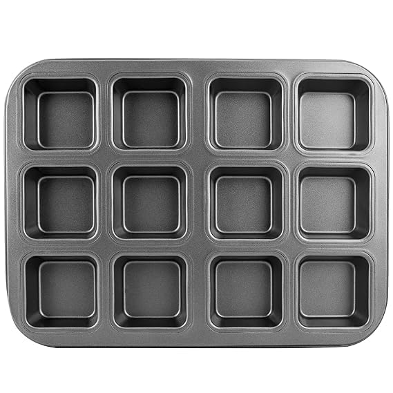 Brownie Pan 12 Cavity, Nonstick Brownie Cake Pan Mini Cheesecake Pan Cupcake Pan Carbon Steel Brownie Baking Tray Bakeware for Oven Baking