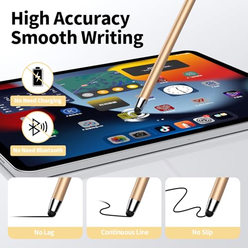 Image of 10 PCS Stylus,Stylus Pen for Touchscreen,Stylus 2-in-1 High Sensitivity & Precision Suitable for Touch Screens of iPhone /ipad /Android Tablets(10 Stylus Pen Gold /Black + 20 Tips)