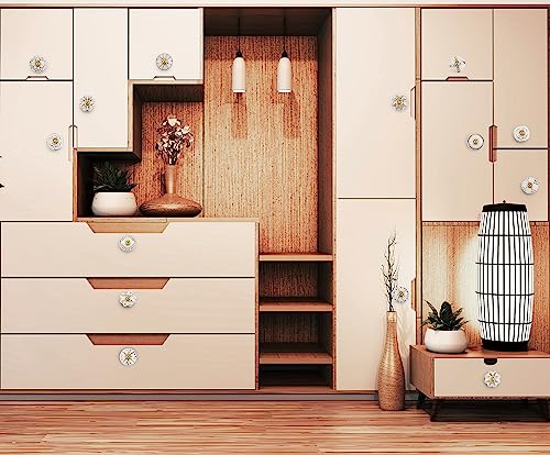 Ajuny Set of 20 Ceramic Knobs White and Gold Cupboard Door Drawer and Furniture Pulls for Kitchen Cabinets Bathroom Dresser Handmade Pottery Decorative Handles Knobs - Image 4