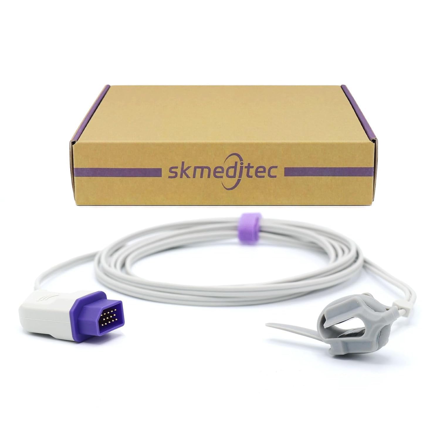 skmeditec SpO2 Sensor Compatible with Nihon Kohden that Required Nellcor OxiMax Technology, 9.8FT Silicone Foot Wrap Probe Reusable Spo2 Probe with 14-pin Nihon Kohden connector, Replacement Cord