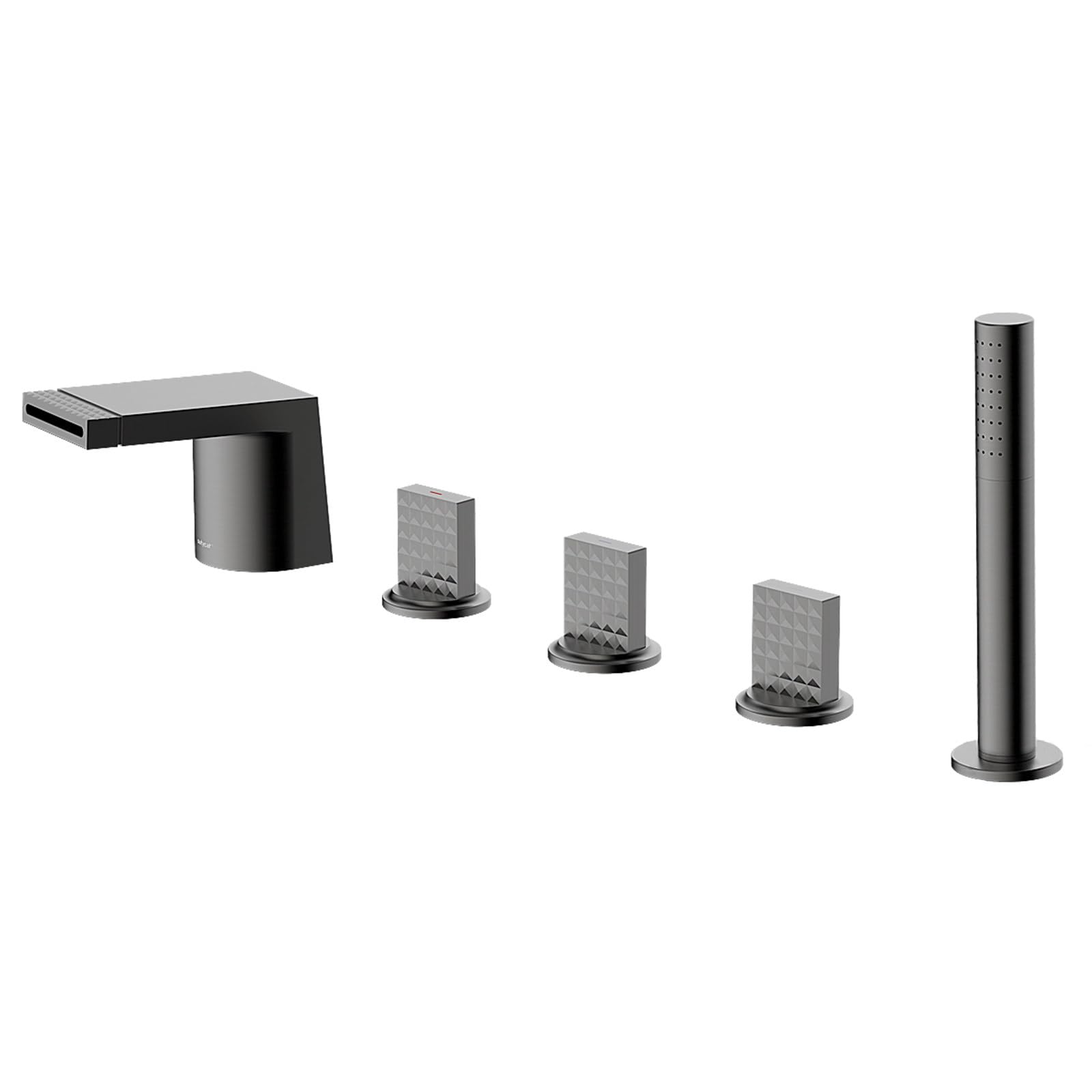 ZQFHSX Ornaments Waterfall Bathtub Faucet Set, Two Handle Deck Mounted Roman Tub with Hand Shower, Faucets 5 Hole, Fil LWX