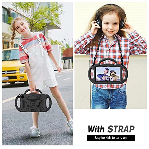 Avawo Kids Case For 7 Inch Tablet ( Just Fit 2022 Release, 12Th Generation ), 7 Inch Kids Case With Shoulder Strap, Lightweight Shockproof Handle Kids Case For 7 Inch 2022 Tablet, Black #TOP3