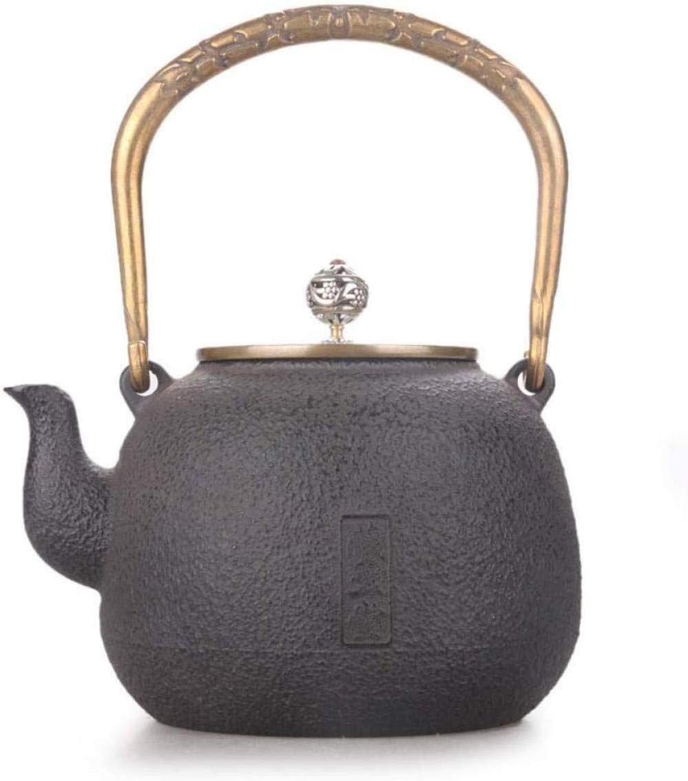Theiere en Fonte Théière en Fonte 1.2L/1200MlL Théière En Fonte Théières Théière En Fer Théière En Fer Non Revêtu Couvercle En Cuivre Artisanat Pot En Fer Ornements Japonaise Théière Théière Fonte