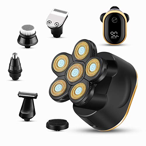 Vsmooth Upgrade Bald Head Shaver - 6 in 1 Electric Shavers Men - LED Display Shavers for Men - Multifunctional Electric Razor for Men Grooming Kit - Waterproof Cordless Head Shavers for Bald Men.