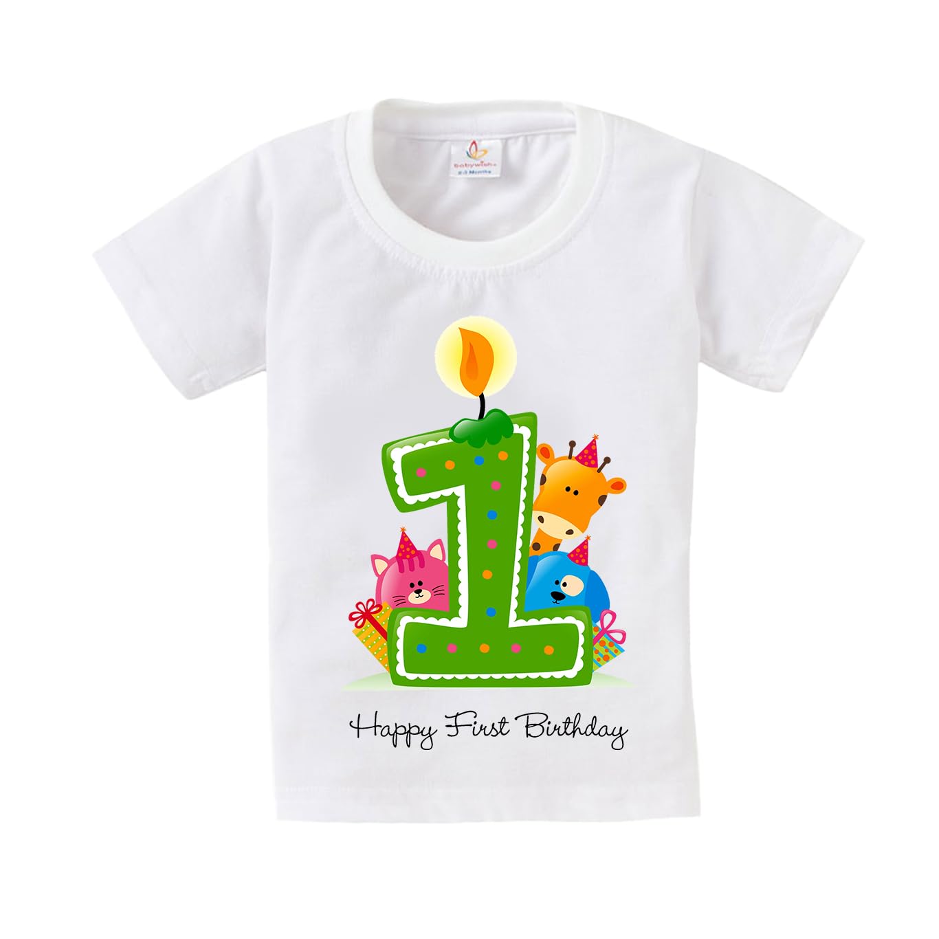 baby wishBirthday Milestone Dress for Boy’s and Girl’s Birthday Tshirt for Kids Happy Birthday T-Shirts Half Sleeve Celebration Birthday boy Girl T-Shirt Happy First Birthday Animals