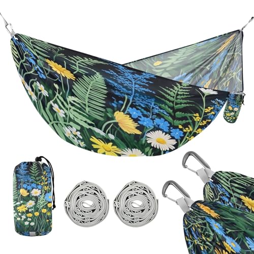ATTX Wildflower Camping Hammock - Lightweight & Portable Hammocks, Heavy Duty 330lbs Capacity for Indoor, Hiking, Backpacking, Travel, Backyard, Beach#89