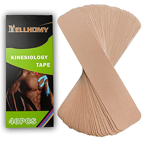 Kinesiotapes<40PCS>Kinesiotapes Streifen Precut Elastisches Athletic Band für Joints Support&Muskel Schmerzlinderung <5cm 25cm/Trip>Baumwolle wasserdichtes Sport Band(Hautfarbe)