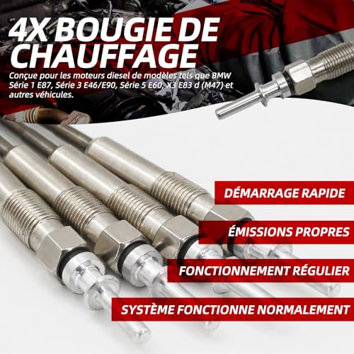 Bougies de préchauffage BMW M47 pour résoudre les problèmes de démarrage sur E46 E90 E60 X3 - 2
