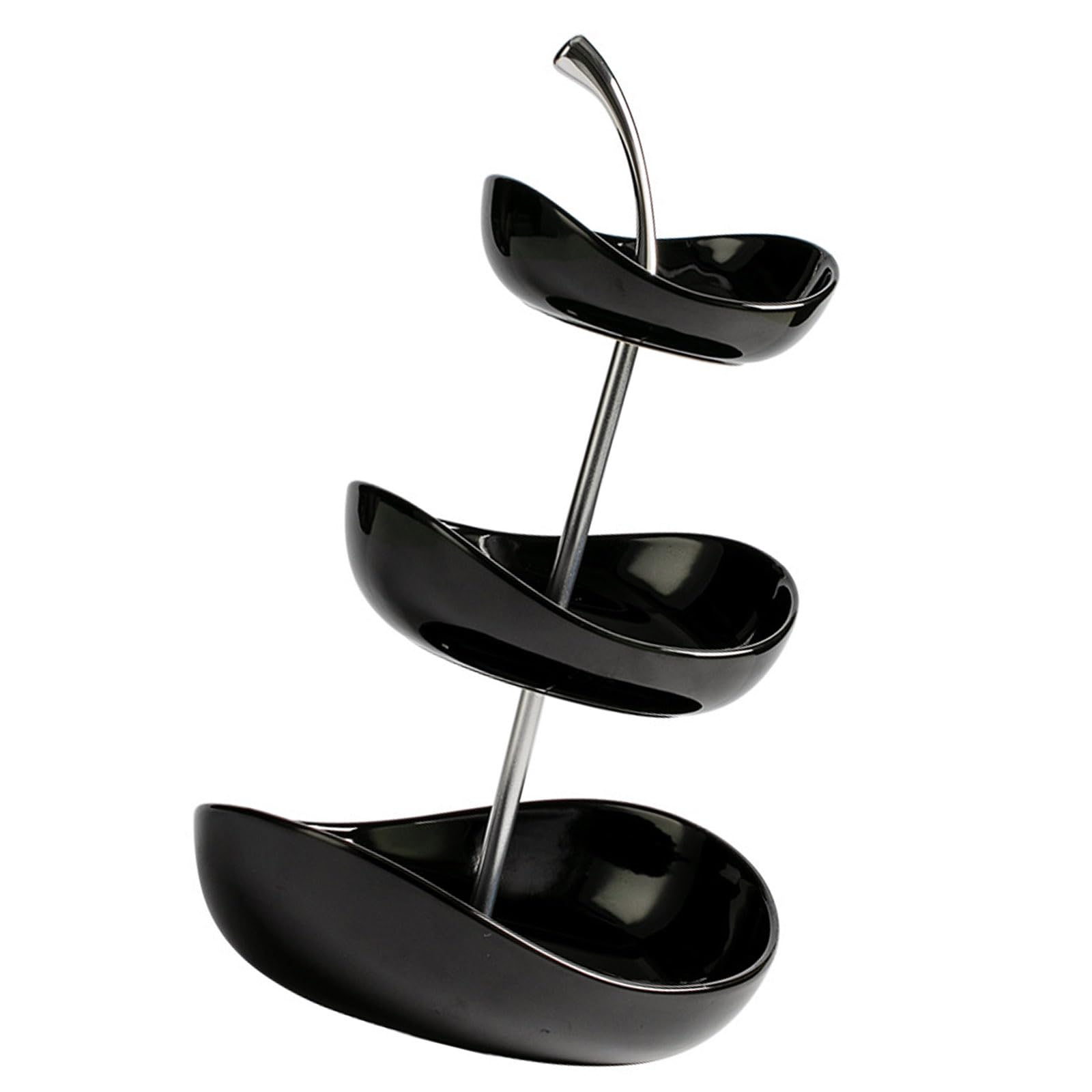 Ekoama 3 Layer Ceramic Fruit Tray With Iron Stand For Snacks Dessert And Party Serving Modern Cherries Design Kitchen Dining Ta