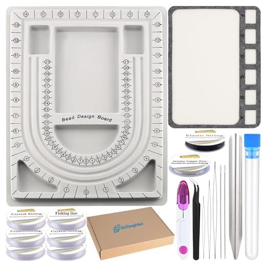 EuTengHao Quadro de design de contas com kit de tapete de contas, flocado cinza, tudo-em-um, agulhas de miçangas, bandeja organizadora de joias para criar pulseiras, colares e outras joias artesanais