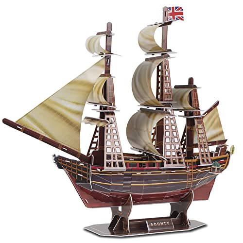 3D Puzzles For Kids Bounty Ship Sailboat Model Kit Fun Learning Toy Diy Craft 3-D Jigsaw Puzzle Desk Toy Hobbies Family Decor Christmas Birthday Gifts For Boys & Girls Kids Ages 8-10-12-14,125 Pieces #TOP7
